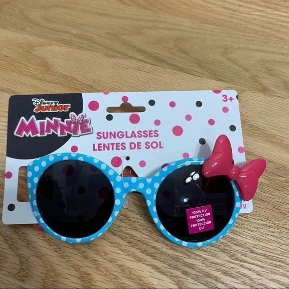 Minnie Mouse Polka Dot Sunglasses NWT Blue Pink Disney Kids - Picture 2 of 3